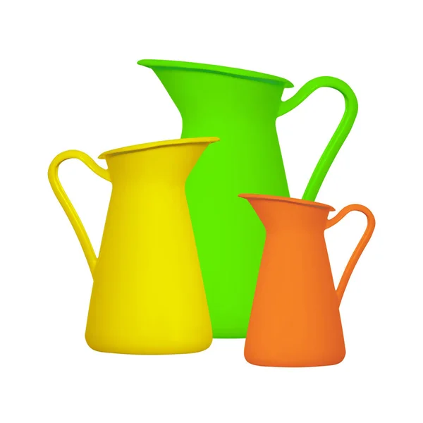 Armazenamento Líquidos Verde Laranja Amarelo Jarro Ewer Fundo Branco Isolados — Fotografia de Stock