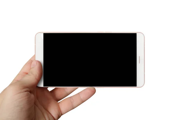 Современные Телефоны Современный Большой Белый Мобильный Телефон Руке Большим Сенсорным — стоковое фото