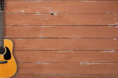 Müzik aleti - Klasik akustik gitar ahşap arka plan