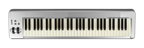 Instrumento musical - teclado MIDI fundo branco isolado — Fotografia de Stock