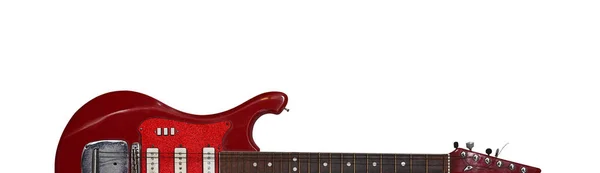 Hudební nástroj-silueta retroelectric kytara bílý zpět — Stock fotografie