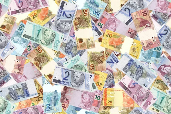 Abstrakte nahtlose Muster Hintergrund Brasilien Reals Banknoten — Stockfoto
