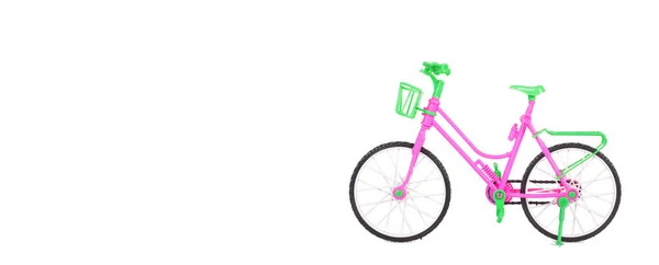 Leksaker-kvinna vackra mode rosa cykel — Stockfoto
