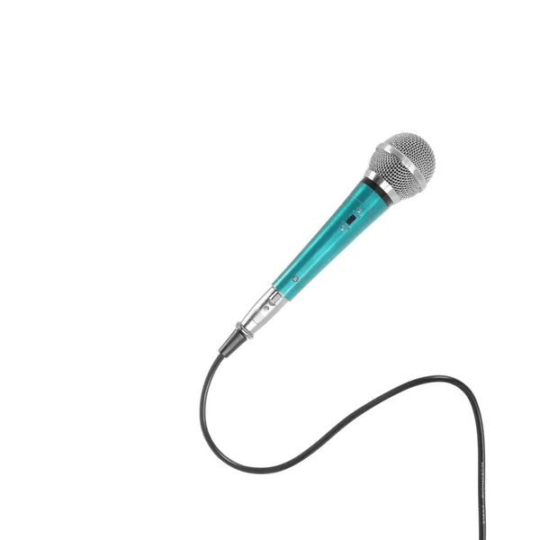 Müzik ve ses - Vintage vokal mikrofon ve kablo izole