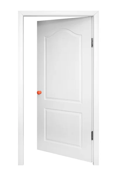 Furniture - White inside open door in the orange handle. Isolate — Stock Photo, Image