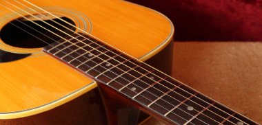 Müzik aleti - Closeup parça pickguard, dizeleri ve nec
