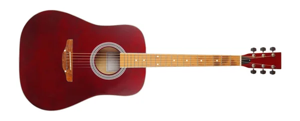 Instrumento musical - Guitarra acústica marrón vista frontal. Aislado — Foto de Stock