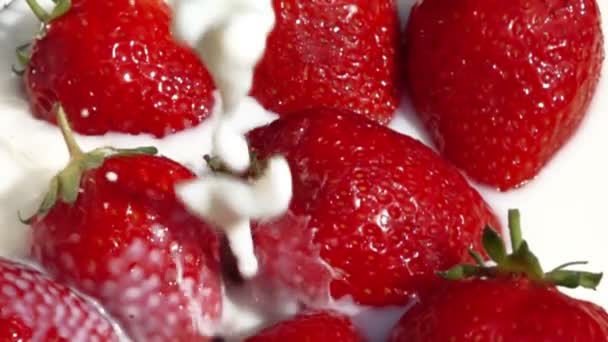 Strawberry Milk Slow Motion — Stock Video