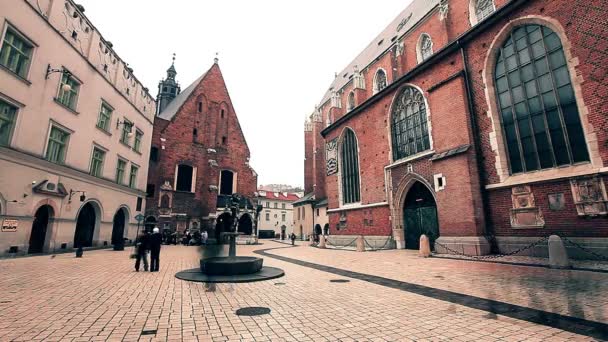 Krakow Polen December 2018 Torget Krakóws Gamla Stan — Stockvideo