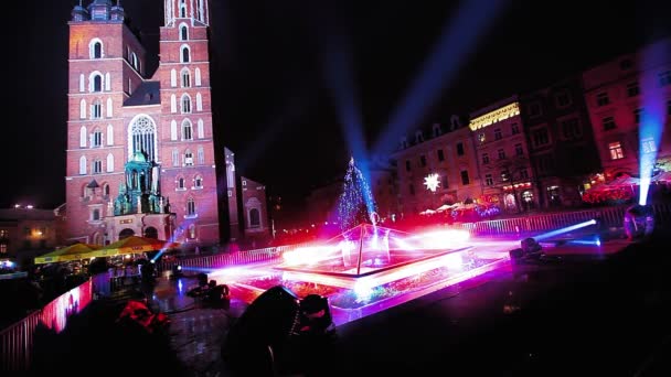 Cracovia Polonia Diciembre 2018 Ciudad Vieja Nochevieja — Vídeo de stock