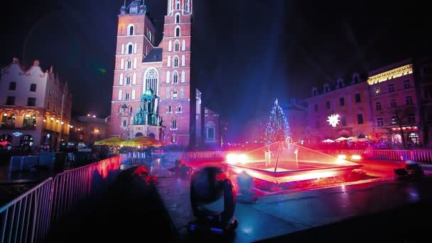 Krakau Polen Dezember 2018 Altstadt Silvester — Stockvideo