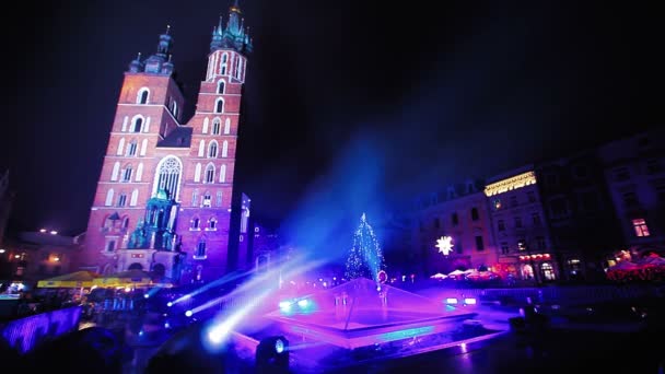 Κρακοβία Πολωνία Δεκεμβρίου 2018 Παλιά Πόλη Πρωτοχρονιάτικο Ρεβεγιόν — Αρχείο Βίντεο