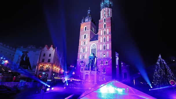 Cracovia Polonia Diciembre 2018 Ciudad Vieja Nochevieja — Vídeo de stock