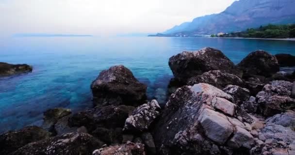 Тучепи Хорватия Августа 2018 Года Time Lapse View Sea Line — стоковое видео