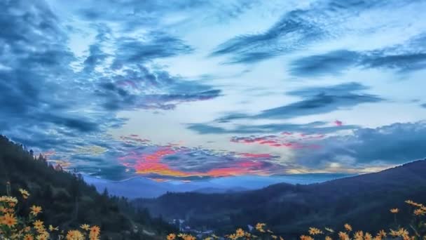 Hdr Ηλιοβασίλεμα Ορεινού Τοπίου — Αρχείο Βίντεο
