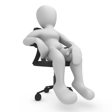 Ofis sandalye 3d render oturan adam