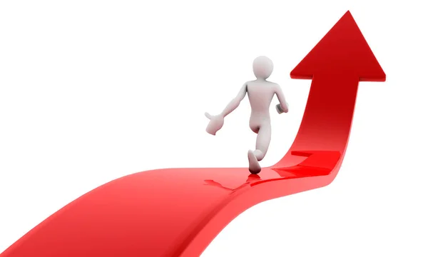 Kırmızı ok 3d render üzerinde çalışan
