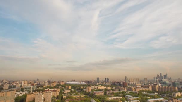 Timelapse Residential Urban område i Moskva City. Panorama över urbana byggnader — Stockvideo
