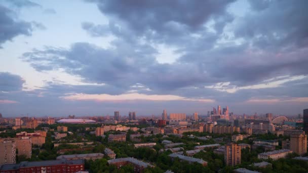 Day to Night Time Lapse of Moscow City Business Center Skyscrapers — Stock Video