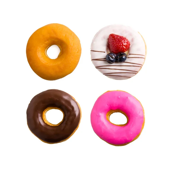 Donut Isolierte Sammlung Auf Hintergrund — Stockfoto
