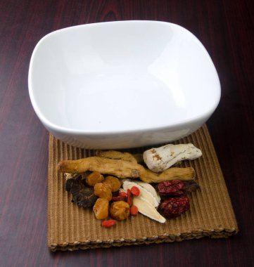 Arka planda Çin bitkisel ilaçları var.