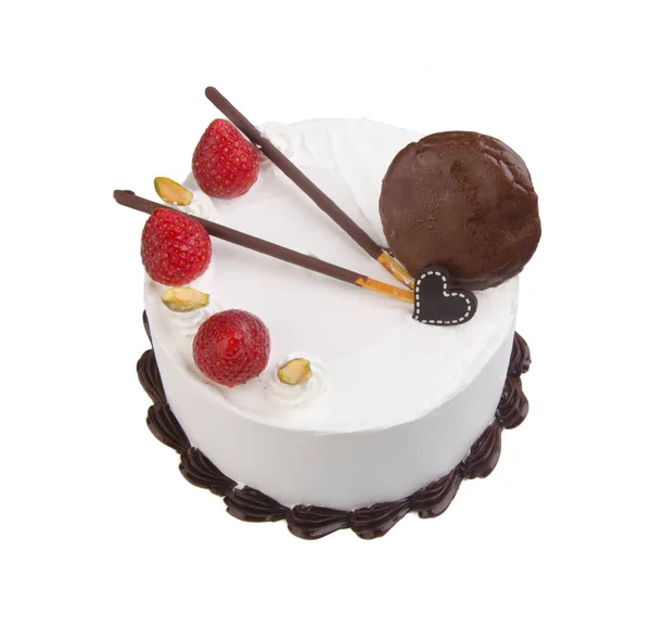 Gâteau Gâteau Crème Glacée Sur Fond Blanc — Photo