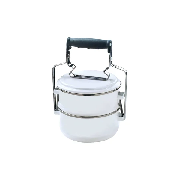 蒂芬金属蒂芬 白色背景上的食品容器 — 图库照片