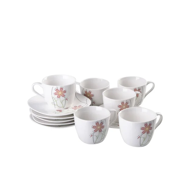 Teekannen Set Teekanne Und Tasse Aus Porzellan Auf Weißem Hintergrund — Stockfoto