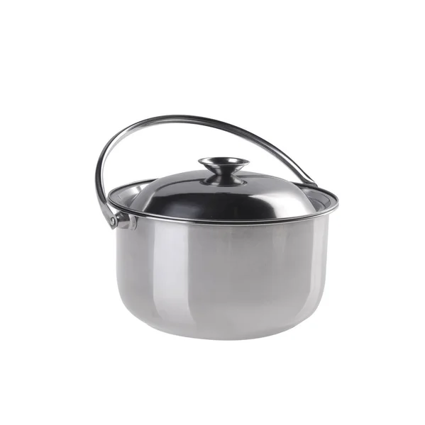 Pot Stainless Steel Pot White Background — Stock Photo, Image