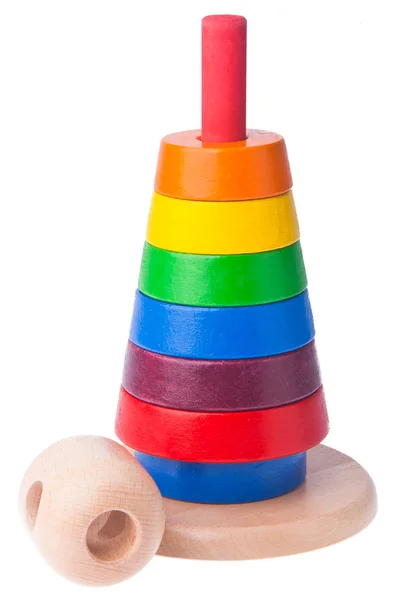 Baby Toy Learning Child Wood Color Pyramid Toy — Stock Photo, Image