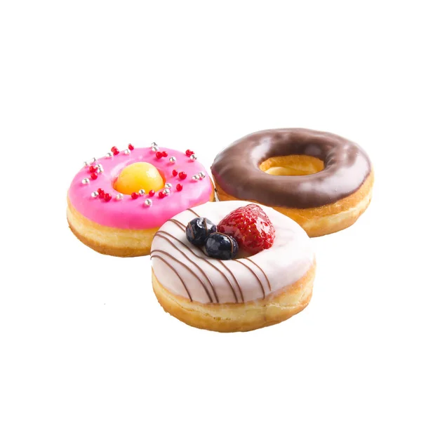 Donut Eller Donut Isolerad Vit Bakgrund — Stockfoto