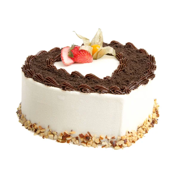 Torta vagy szerelem alakú torta a háttér. — Stock Fotó