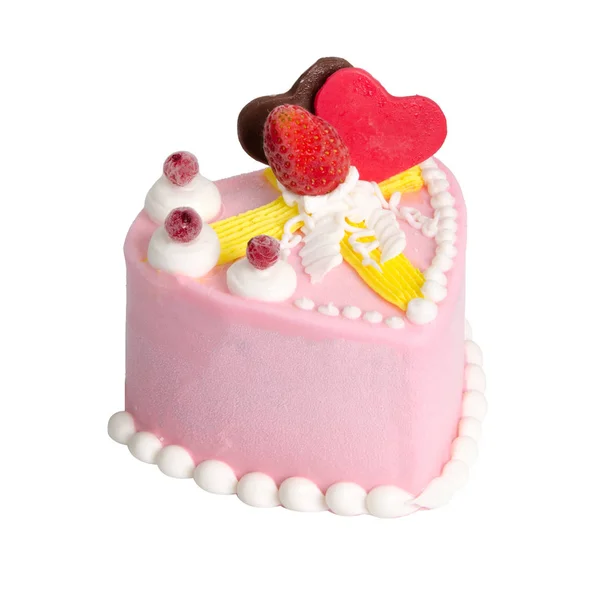 Pastel o pastel en forma de amor sobre un fondo . —  Fotos de Stock
