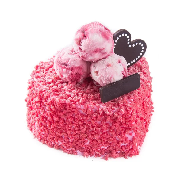 Κέικ ή κέικ αγάπη σχήμα σε φόντο. — Φωτογραφία Αρχείου