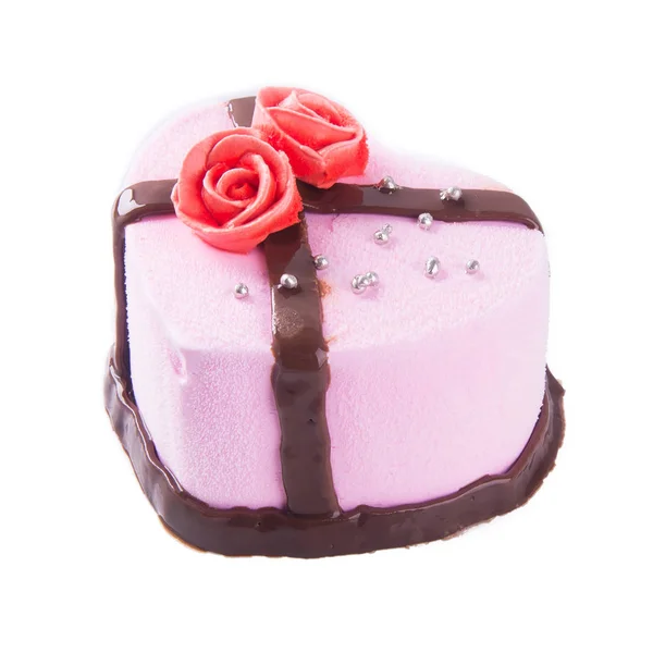 Cake or love shaped cake on a background. — Stock Photo, Image