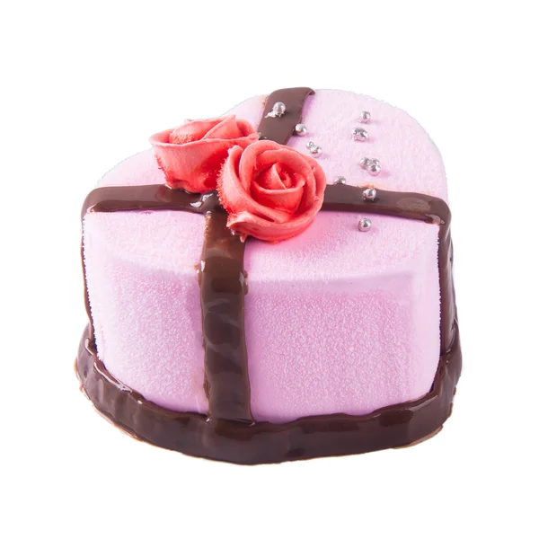 Cake or love shaped cake on a background. — Stock Photo, Image