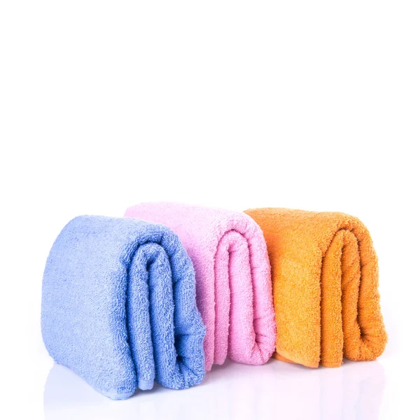 Πετσέτα ή πετσέτα μπάνιου σε ένα φόντο νέο. — Φωτογραφία Αρχείου