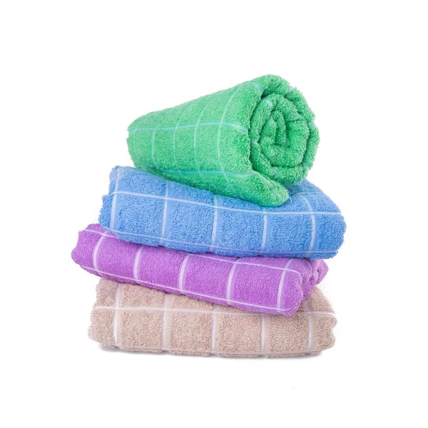 Handtuch oder Badetuch auf Hintergrund neu. — Stockfoto
