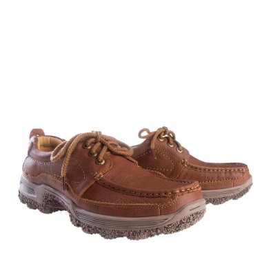 Ayakkabı veya bir arka plan üzerinde erkek kahverengi deri ayakkabı.