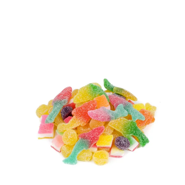하얀 배경 위에 놓인 사탕이나 젤리 사탕. — 스톡 사진