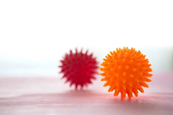 Abstract Virus Strain Orange Red Model Coronavirus Disease Covid Pink — Fotografia de Stock