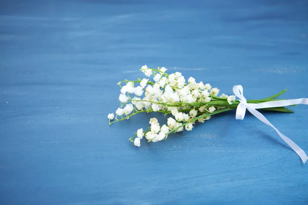 Wonderful Fragrant White Flowers Delicate Scent Lily Valley Flowers Gray — Stock Photo, Image