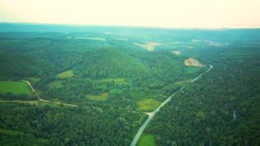 Yeşil ormanlarla kaplı dağların insansız hava aracı görüntüleri. Hava videosu.
