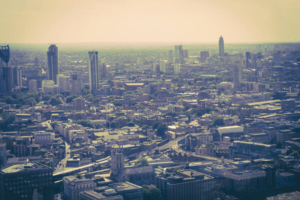 Beautiful panorama of London city taken from above,vintage style, United Kingdom