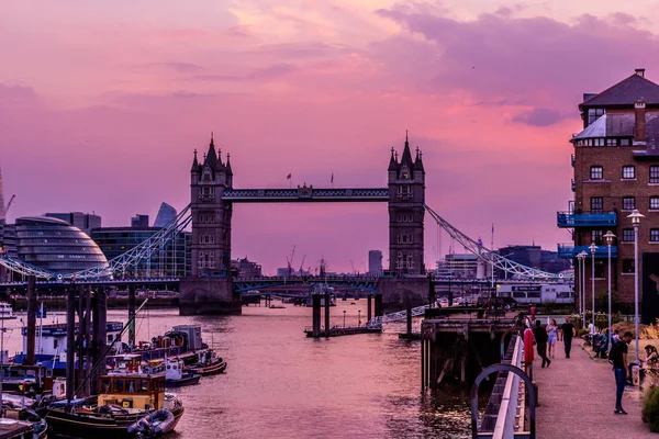 Panorama Londra Tramonto Con Frammento Tower Bridge Londra Regno Unito — Foto Stock