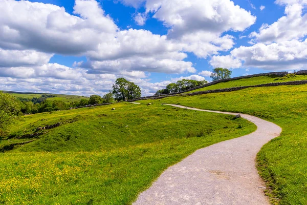 Een Pad Naar Malham Cove Yorkshire Dales National Park Tourist — Stockfoto