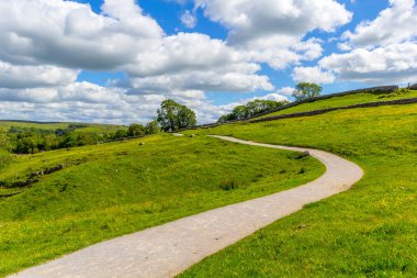Malham Cove Yorkshire Dales Milli Parkı turist cazibe, Ingiltere, Birleşik Krallık için bir yol