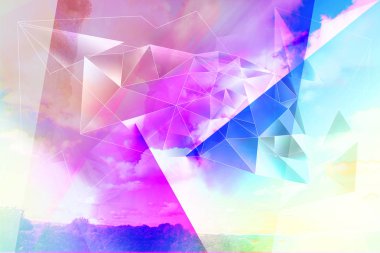 Parlak soyut üçgenler mavi arka plan.