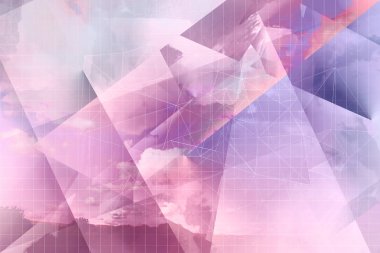 Güzel, parlak Soyut 3D, Neon, geometrik, çokgen arka plan.