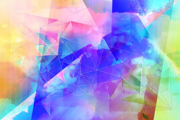 Triangles abstraits lumineux fond bleu . — Photo